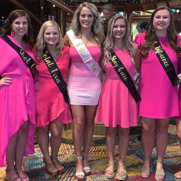 Revolve Superdown Pink Stripe strapless midi dress - Picture 3 of 3